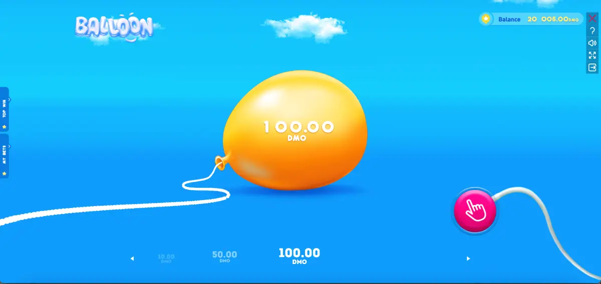 Pantalla principal del juego Balloon