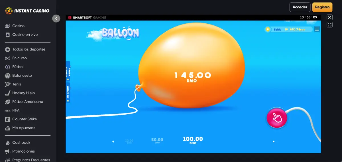 Balloon con dinero real en 1Win App